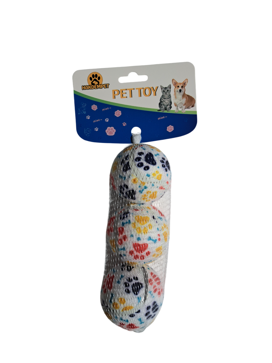 - 3 LÜ PATİ DESENLİ TOP 6,5 CM  - 3 LÜ PATİ DESENLİ TOP 6,5 CM