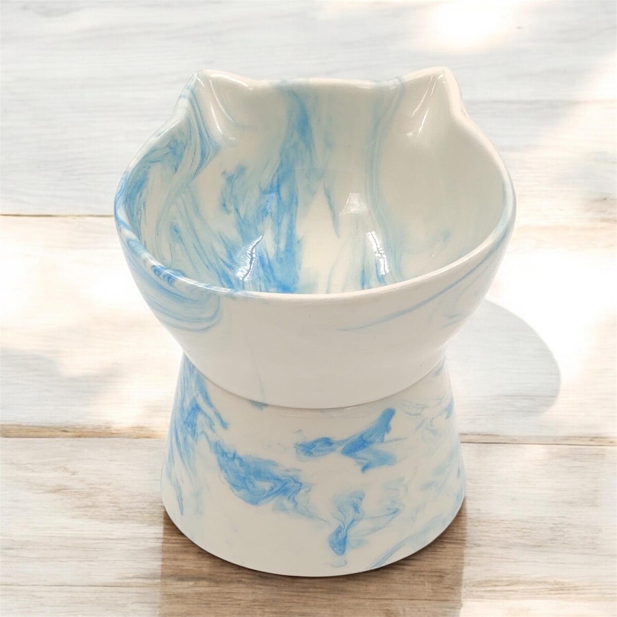  - AYAKLI KEDİ FİGÜR SU KABI MAVİ DESEN