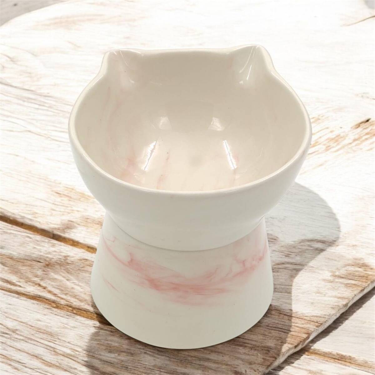 AYAKLI KEDİİ FİGÜR SU KABI PEMBE DESEN