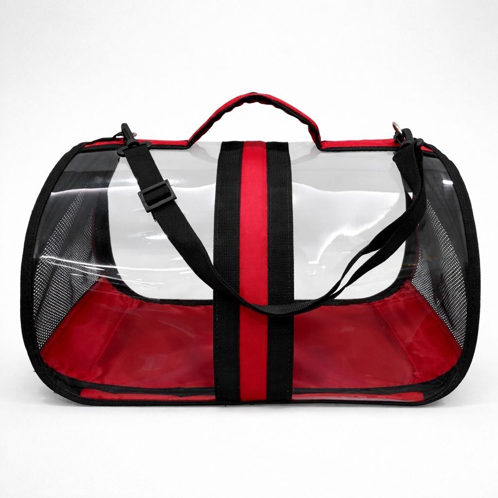 PETPRETTY - BACCO MİLANO ŞEFFAF ÇANTA KIRMIZI 44x28x28 cm