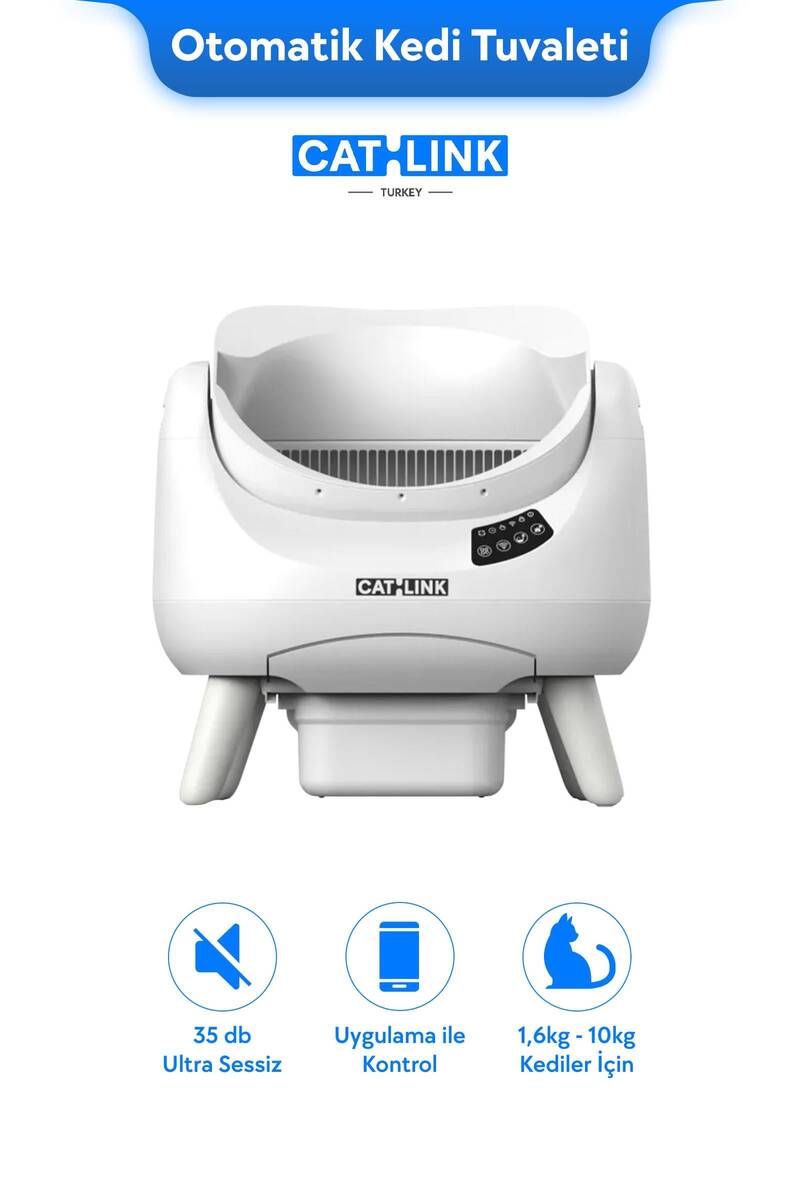 CATLINK ÜSTÜ AÇIK OTOMATİK KEDİ TUVALETİ BEYAZ SCOOPER OPEN-X