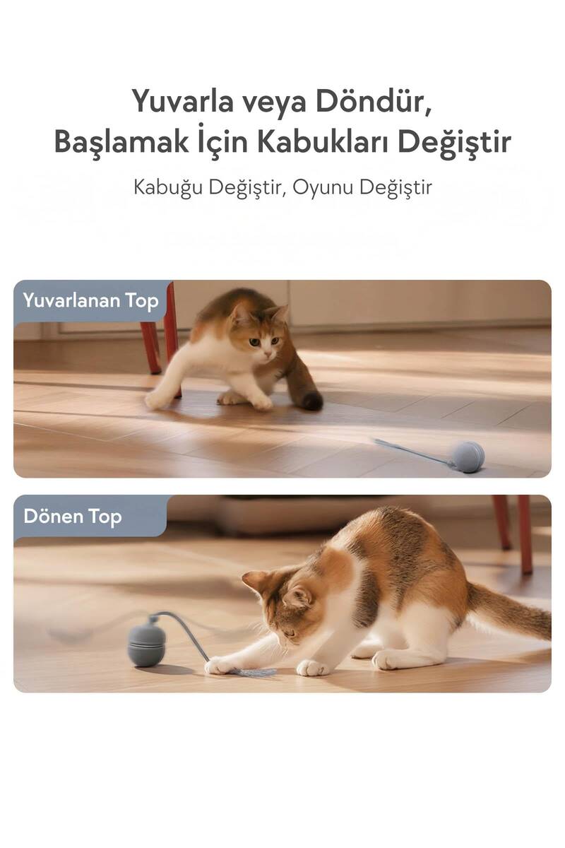CHEERBLE WİCKED BALL DUO2 İNTERAKTİF ŞARJLI KEDİ OYUN TOPU (2-in-1) GRİ