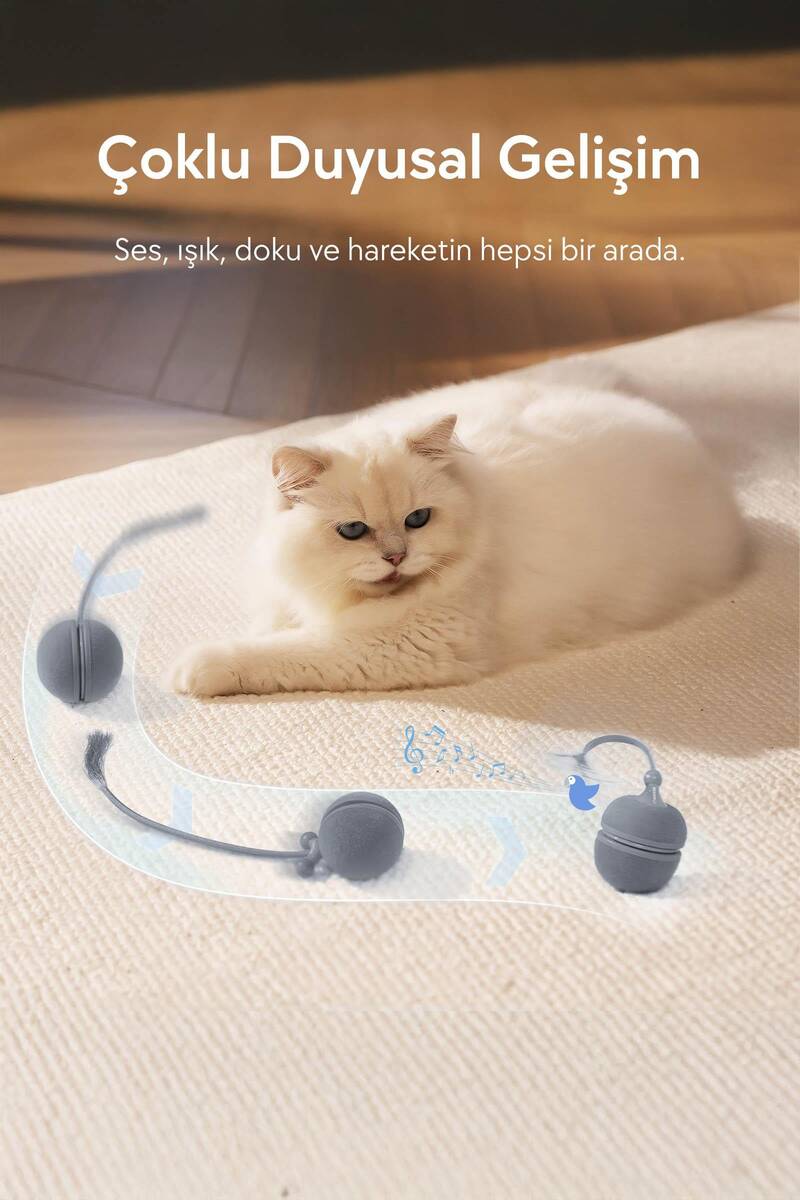 CHEERBLE WİCKED BALL DUO2 İNTERAKTİF ŞARJLI KEDİ OYUN TOPU (2-in-1) GRİ