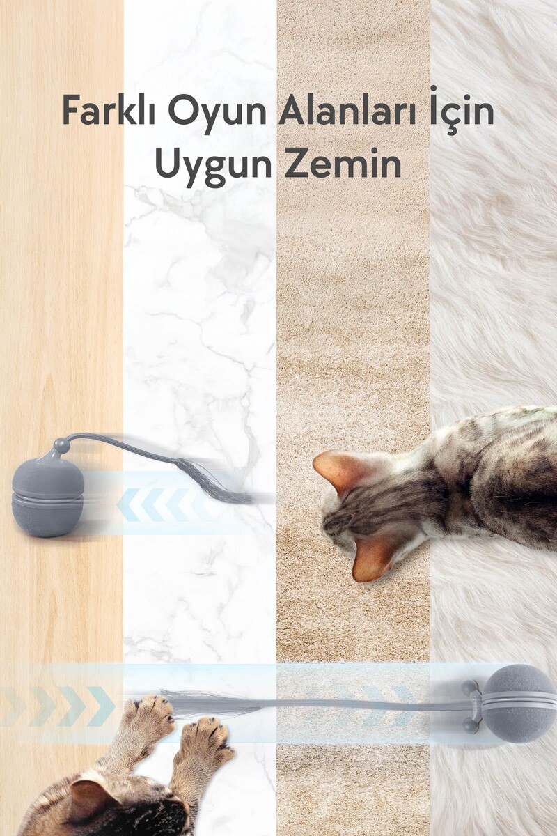 CHEERBLE WİCKED BALL DUO2 İNTERAKTİF ŞARJLI KEDİ OYUN TOPU (2-in-1) GRİ - Thumbnail