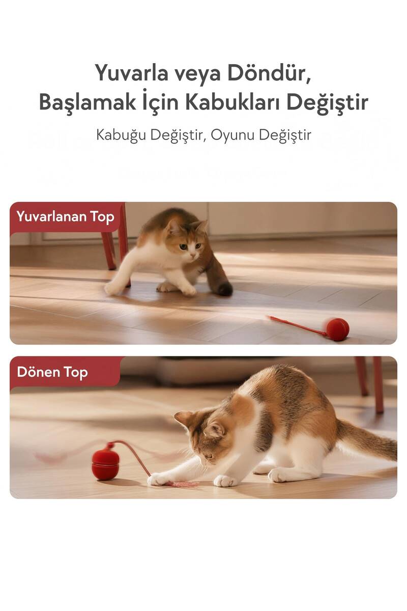 CHEERBLE WİCKED BALL DUO2 İNTERAKTİF ŞARJLI KEDİ OYUN TOPU (2-in-1) KIRMIZI
