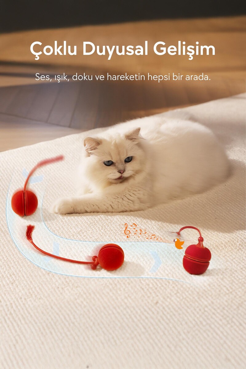 CHEERBLE WİCKED BALL DUO2 İNTERAKTİF ŞARJLI KEDİ OYUN TOPU (2-in-1) KIRMIZI - Thumbnail