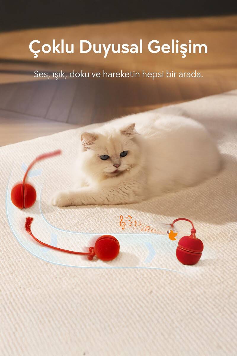 CHEERBLE WİCKED BALL DUO2 İNTERAKTİF ŞARJLI KEDİ OYUN TOPU (2-in-1) KIRMIZI