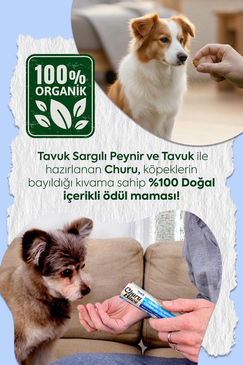 CHURU BİTES KÖPEKLER İÇİN TAVUKLU,PEYNİRLİ ÖDÜL MAMASI 8X12GR 6'LI PAKET - Thumbnail
