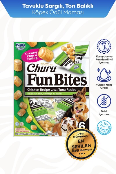  - CHURU FUN BİTES STİCKS TON BALIĞI SARGILI KÖPEK ÖDÜL 22GR 6'LI
