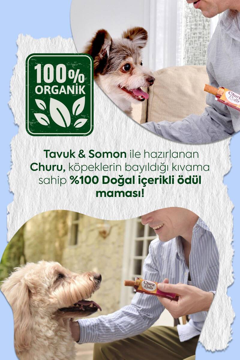 CHURU ROLLS STİCKS TAVUK SARGILI&SOMONLU KÖPEK ÖDÜL MAMASI 8X12GR 6'LI PAKET