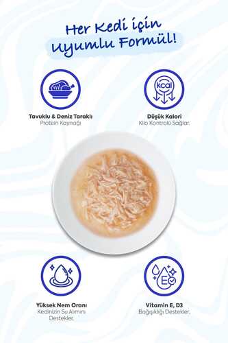 CİAO CHİCKEN BROTH TAVUK SULU VE DENİZ TARAKLI KEDİ ÇORBASI 50GR 6'LI