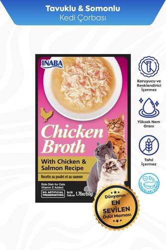 CİAO CHİCKEN BROTH TAVUK SULU VE SOMONLU KEDİ ÇORBASI 50GR 6'LI