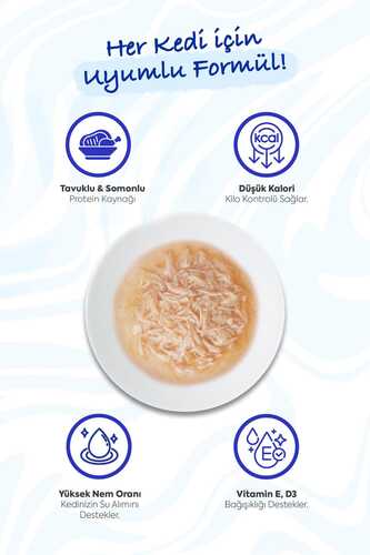 CİAO CHİCKEN BROTH TAVUK SULU VE SOMONLU KEDİ ÇORBASI 50GR 6'LI