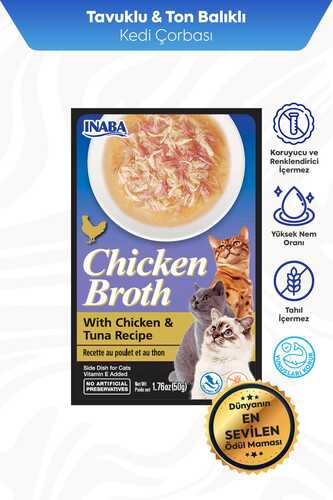 CİAO CHİCKEN BROTH TAVUK SULU VE TON BALIKLI KEDİ ÇORBASI 50GR 6'LI