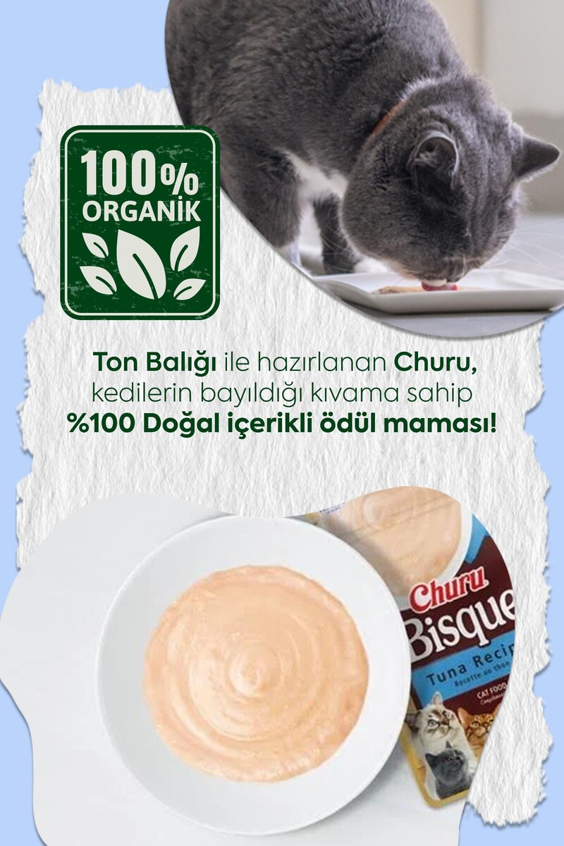 CİAO CHURU BİSQUE TON BALIKLI KEDİ ÖDÜL KREMASI 12X40GR 12'Lİ - Thumbnail