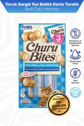  - CİAO CHURU BİTES TAVUK SARGILI,DENİZ TAR.VE TON BAL.KEDİ ÖDÜL30GR 12'Lİ