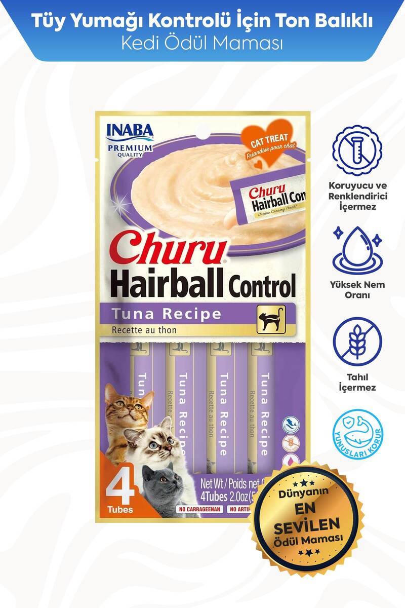 CİAO CHURU HAİRBALL TÜY YUMAĞI KONTROLLÜ TON BALIKLI ÖDÜL 56GR 12'Lİ