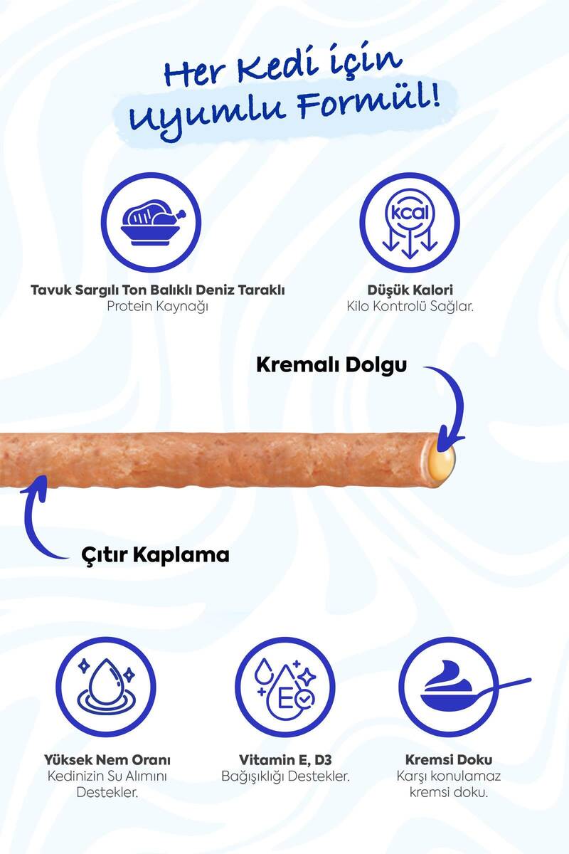 CİAO CHURU ROLLS STİCKS DENİZ TARAKLI,TAVUK SARGILI VE TON BAL.KEDİ ÖDÜL 4X10GR 12'Lİ