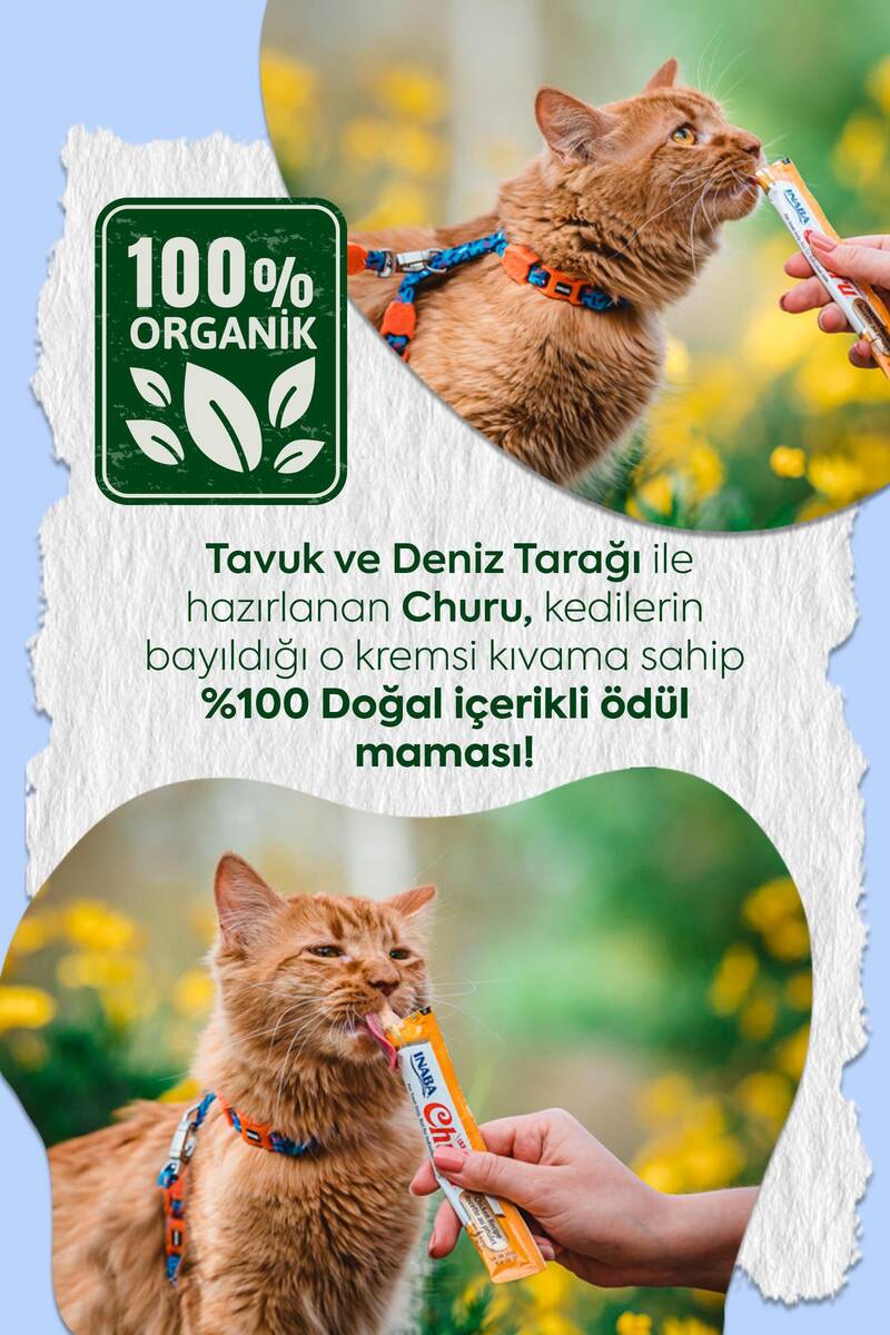CIAO CHURU TAVUK.DENİZTARAKLI KEDİ KREMASI 4X 14GR