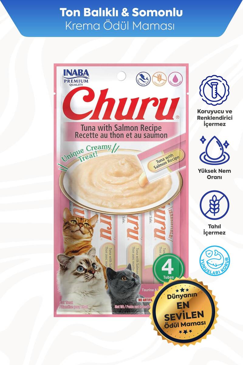 CİAO CHURU TON BALIK VE SOMON KEDİ KREMASI 4X 14GR