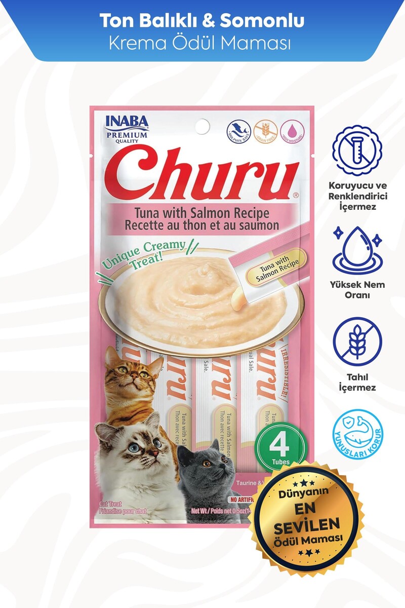 CİAO CHURU TUNA FISH VE SALMON CAT CREAM 4X 14GR - Thumbnail