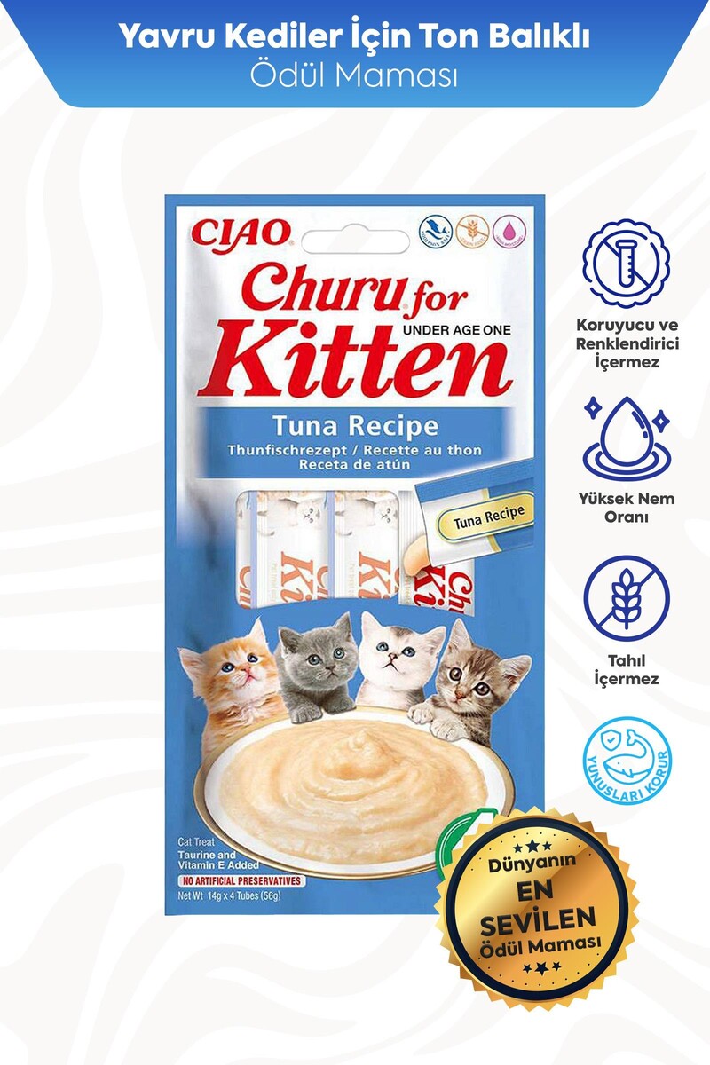  - CİAO CHURU YAVRU KEDİLER İÇİN TUNA BALIKLI ÖDÜL 4X14GR 12'Lİ