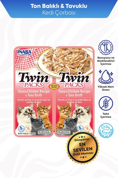  - CİAO TWİN PACKS TON BALIKLI VE TAVUKLU KEDİ ÇORBASI 80GR 12'Lİ