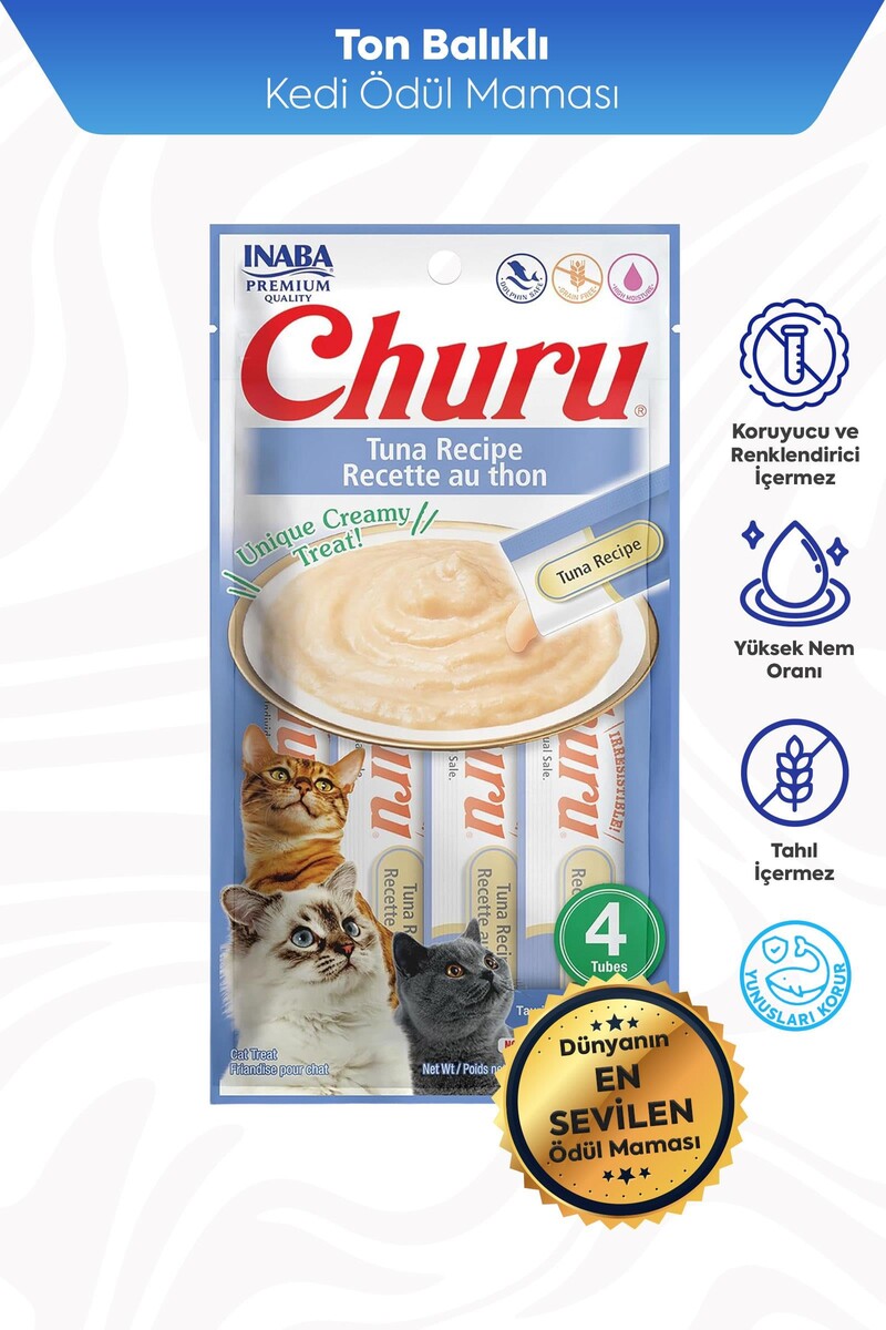 ZAMPA - CIAO CHURU CREAM TON BALIKLI KEDİ KREMASI 4X 14GR