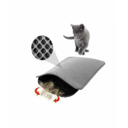PETPRETTY - ELEKLİ KEDİ TUVALETİ PASPASI KAUÇUK GRİ 60x45 cm