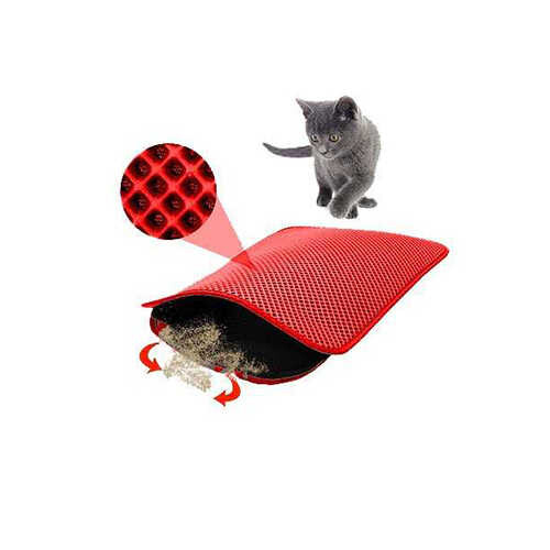 PETPRETTY - ELEKLİ KEDİ TUVALETİ PASPASI KAUÇUK KIRMIZI 60x45 cm