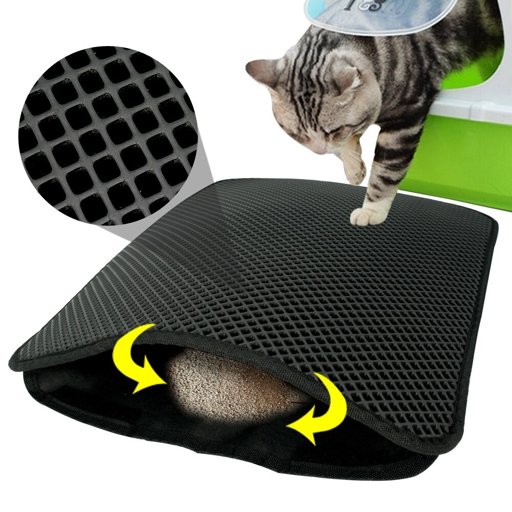 PETPRETTY - ELEKLİ KEDİ TUVALETİ PASPASI KAUÇUK SİYAH 60x45 cm