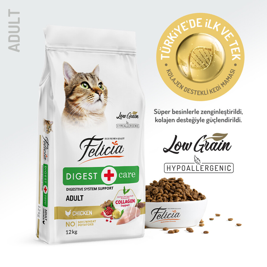 FELICIA - FELİCİA 12 KG KOLAJENLİ TAVUKLU AZ TAHILLI YETİŞKİN KEDİ MAMASI
