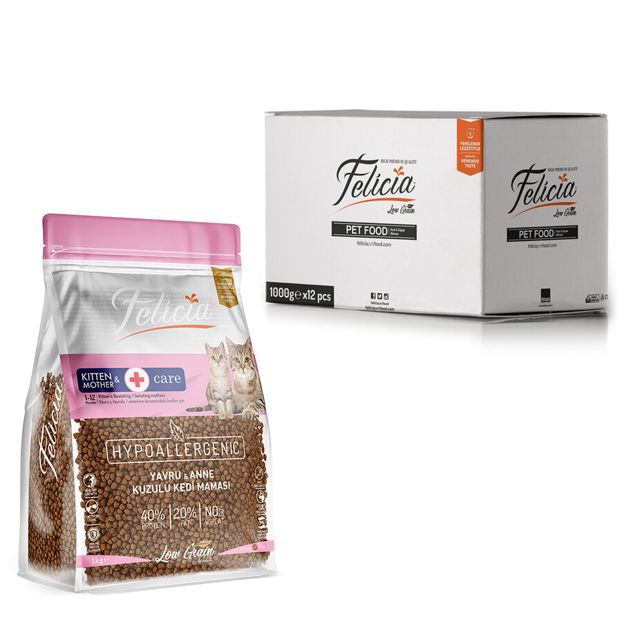 FELICIA - FELİCİA 12X1 KG KOLAJENLİ KUZULU AZ TAHILLI YAVRU KEDİ MAMASI
