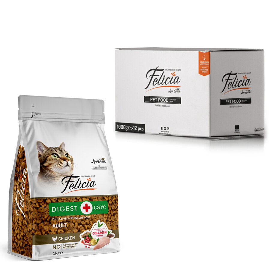 FELICIA - FELİCİA 12X1 KG KOLAJENLİ TAVUKLU AZ TAHILLI YETİŞKİN KEDİ MAMASI