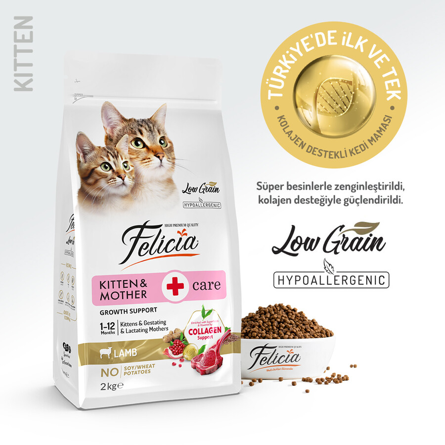 FELICIA - FELİCİA 2 KG KOLAJENLİ KUZULU AZ TAHILLI YAVRU KEDİ MAMASI