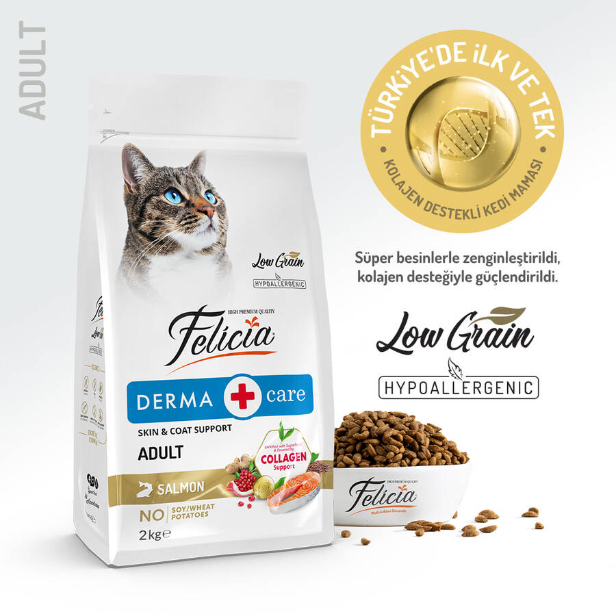 FELİCİA 2 KG KOLAJENLİ SOMONLU AZ TAHILLI YETİŞKİN KEDİ MAMASI