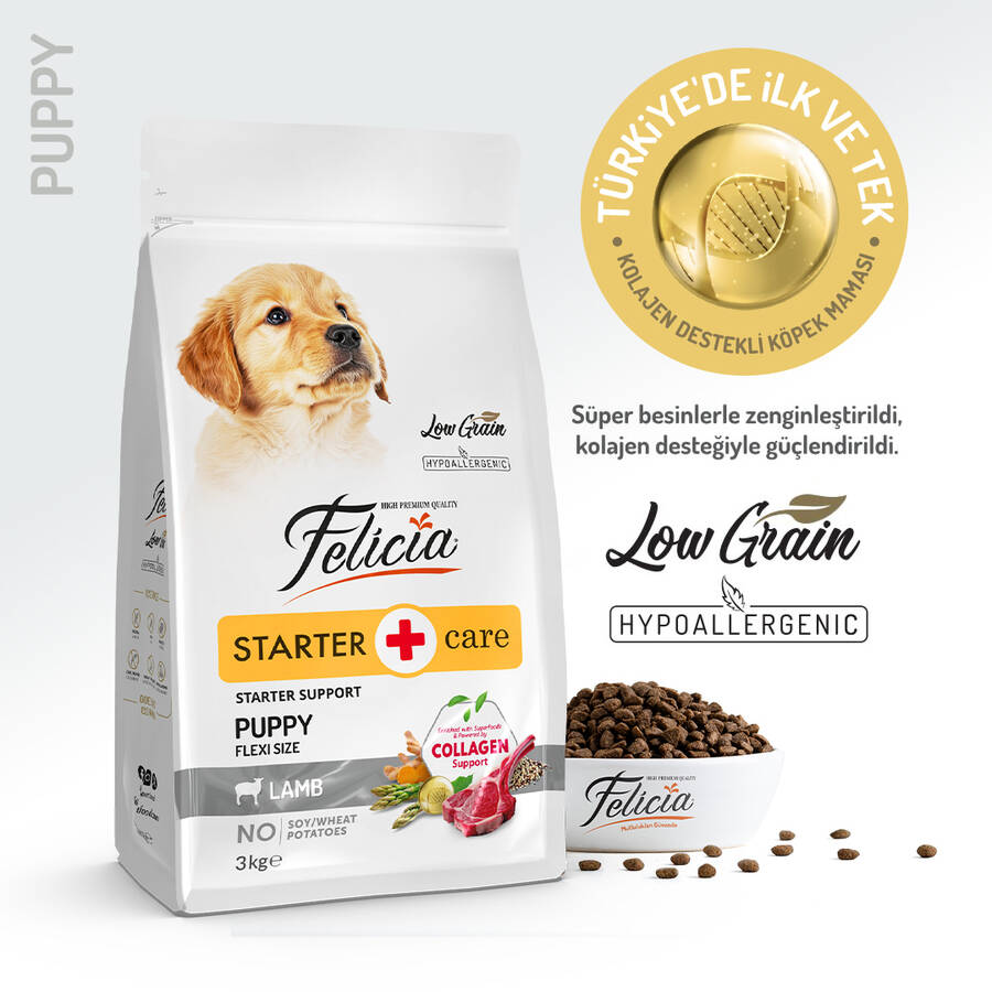 FELİCİA 3 KG KOLAJENLİ KUZULU AZ TAHILLI FLEXİ SİZE YAVRU KÖPEK MAMASI
