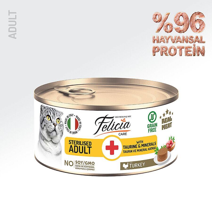 FELİCİA 85 GR HİNDİLİ EZME KISIRLAŞTIRILMIŞ KEDİ KONSERVE 24 ADET