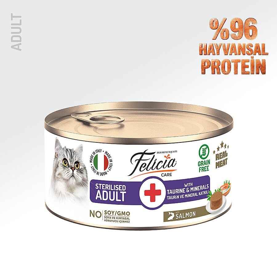 FELICIA - FELİCİA 85 GR SOMONLU EZME KISIRLAŞTIRILMIŞ KEDİ KONSERVE 24 ADET