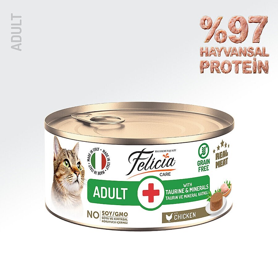 FELICIA - FELİCİA 85 GR TAVUKLU EZME YETİŞKİN KEDİ KONSERVESİ 24 ADET