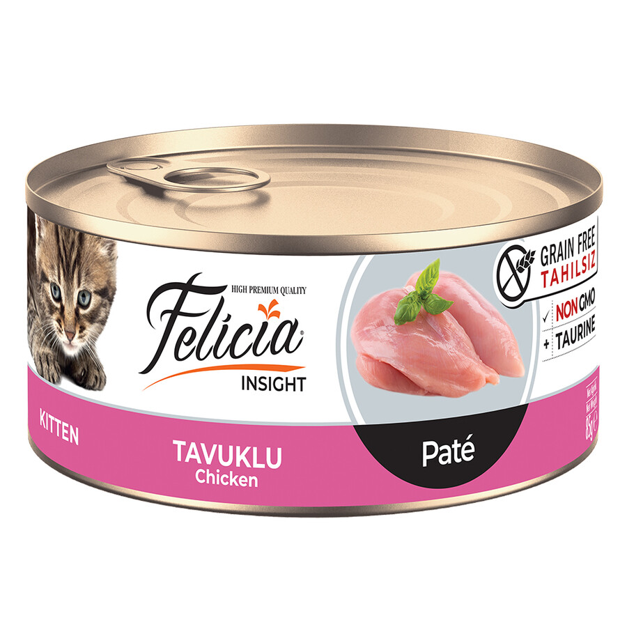 FELICIA - FELİCİA TAHILSIZ 85 GR KONSERVE YAVRU TAVUKLU KIYILMIİ YAŞ KEDİ MAMASI 24 ADET