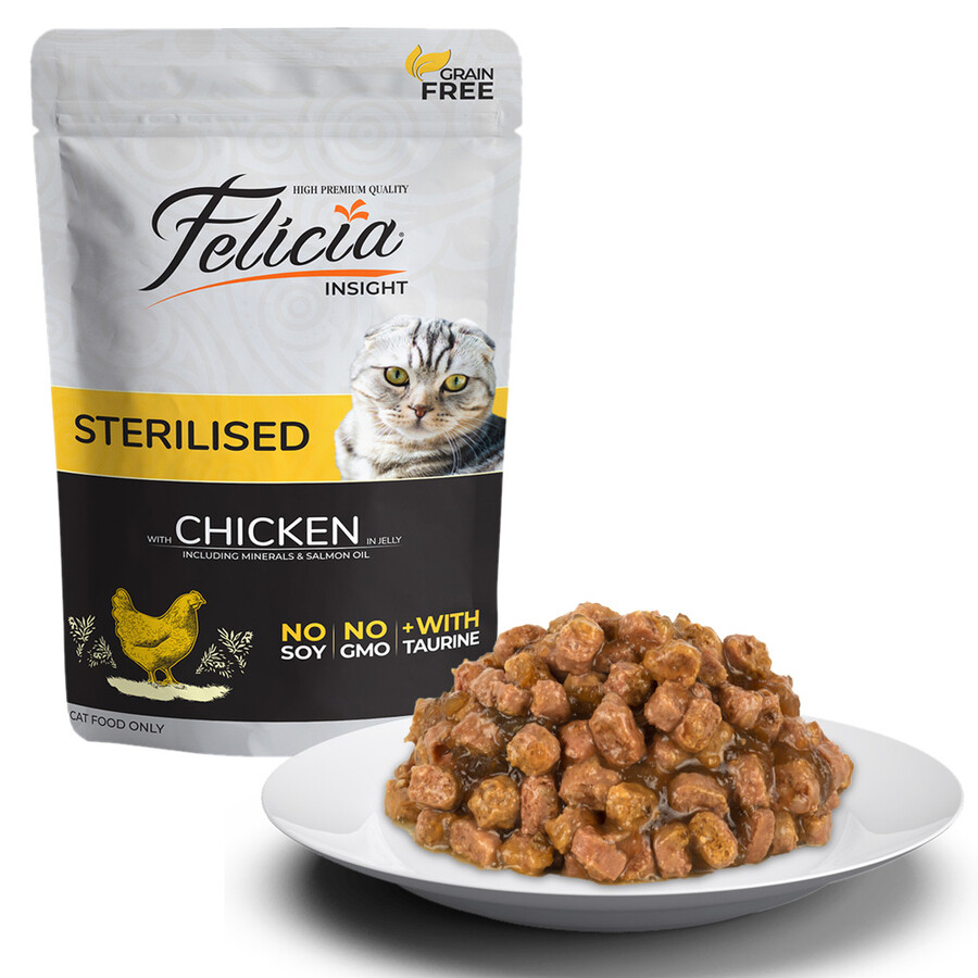 FELICIA - FELİCİA TAHILSIZ TAVUKLU KISIR KEDİ YAŞ MAMA 85 GR X 12 ADET