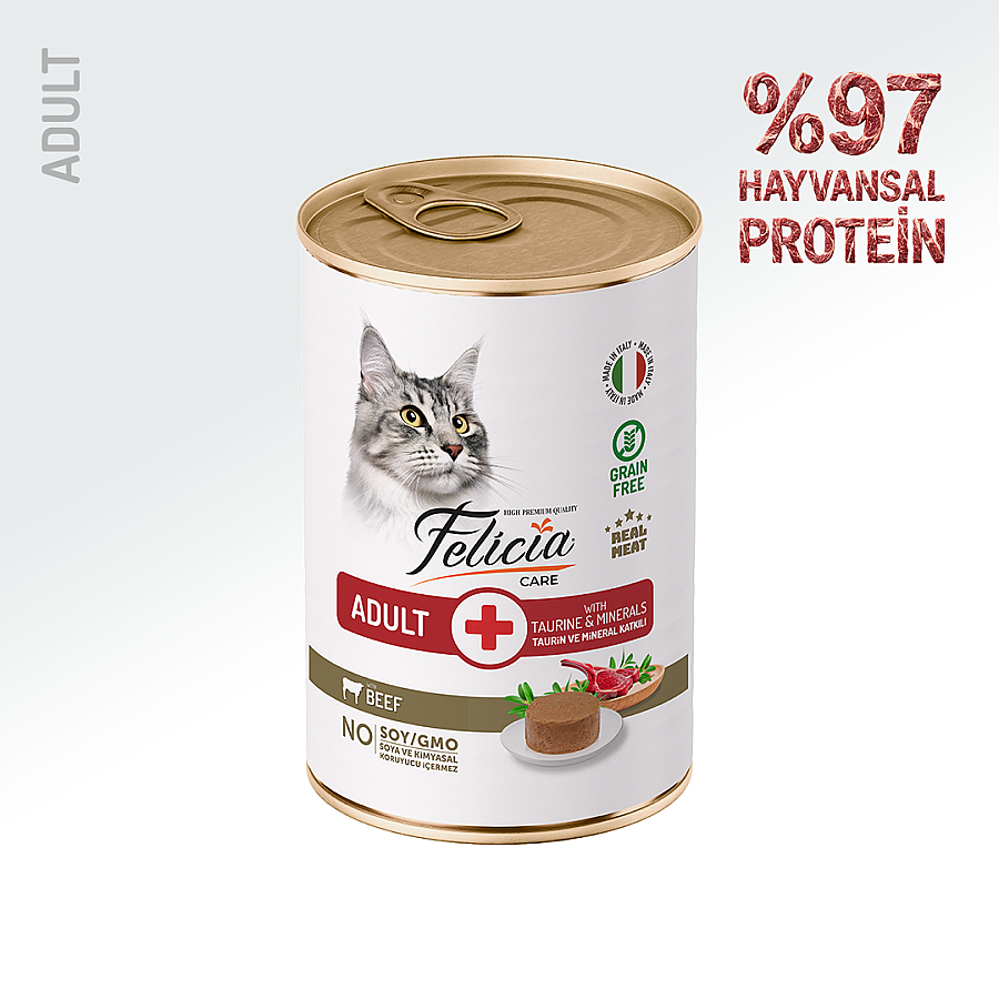 FELICIA - FELİCİA YETİŞKİN TAHILSIZ BİFTEKLİ KEDİ KONSERVE 400 GR 12 ADET