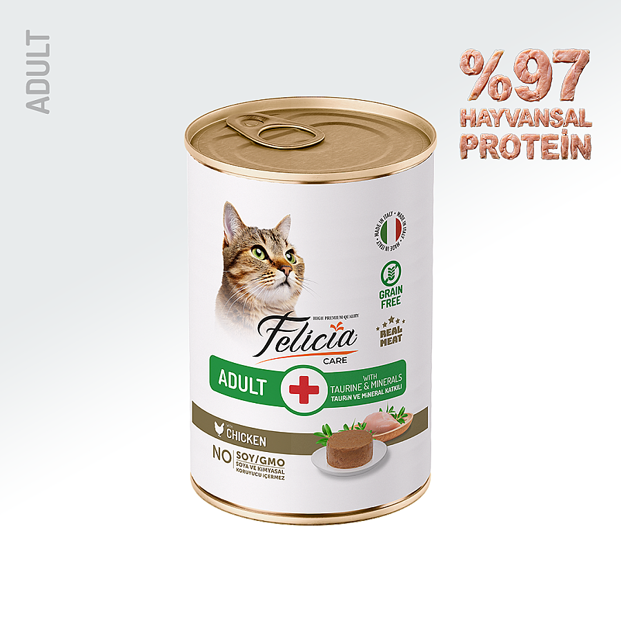 FELICIA - FELİCİA YETİŞKİN TAHILSIZ TAVUKLU KEDİ KONSERVE 400 GR 12 ADET