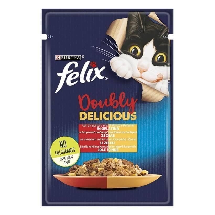FELİX ÇİFTE LEZZET SIĞIR&TAVUKLU KEDİ YAŞ MAMA 85 GR 26'LI
