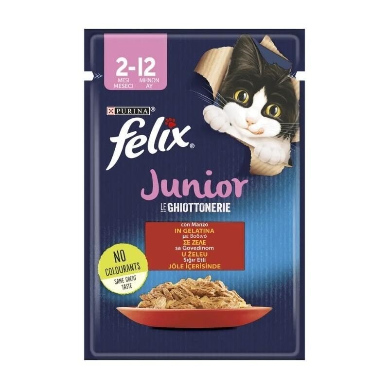  FELIX - FELİX JUNİOR YAVRU SIĞIR ETLİ KEDİ YAŞ MAMA 85 GR 26'LI