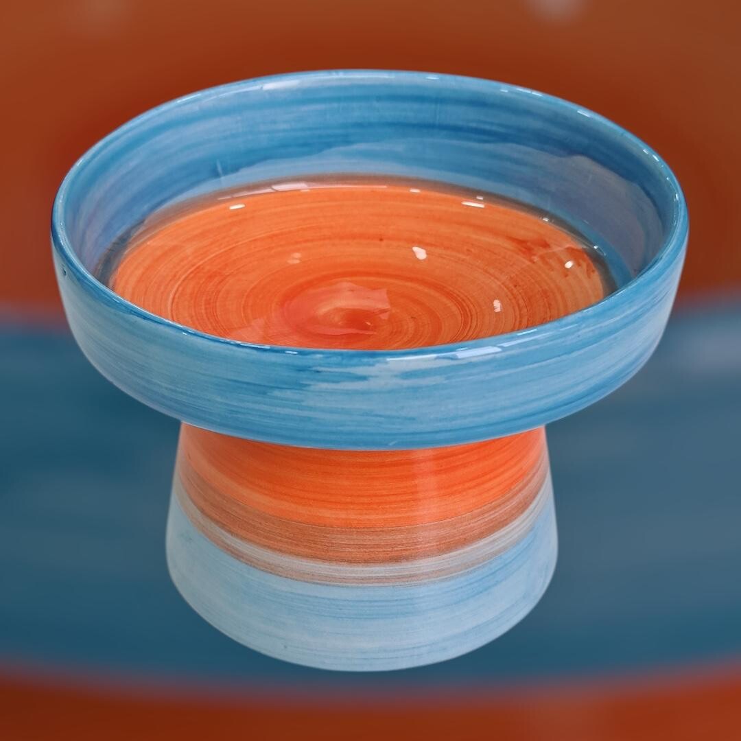 - FIRÇA İZLİ DÖKÜM MAMA KABI MAVİ-TURUNCU  - FIRÇA İZLİ DÖKÜM MAMA KABI MAVİ-TURUNCU