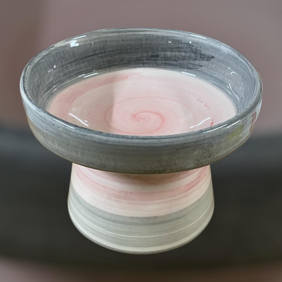  - FIRÇA İZLİ DÖKÜM MAMA KABI PEMBE-GRİ