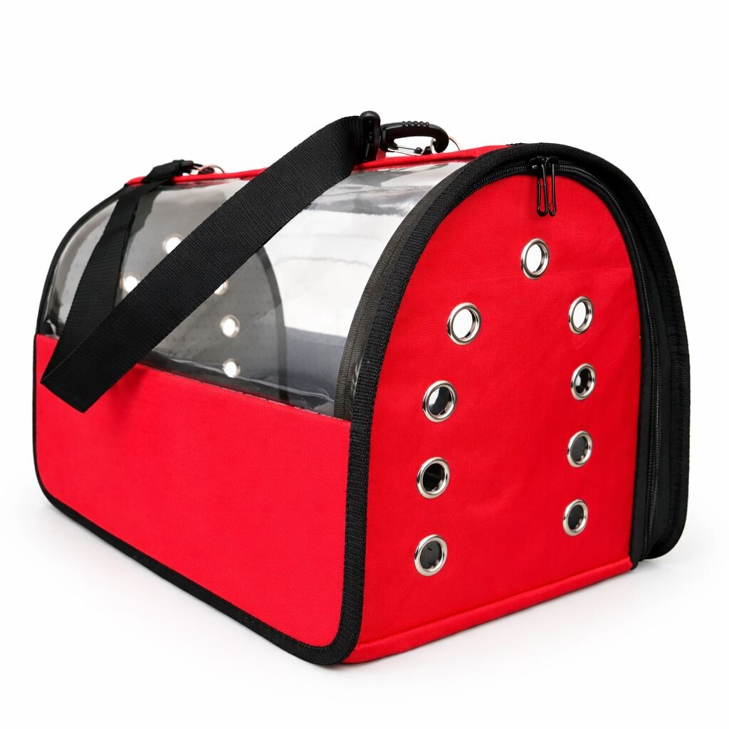 PETPRETTY - FLYBAG TRANSPARENT BAG BIG SIZE RED 30X30X49