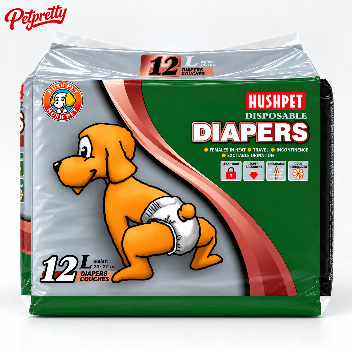 PETPRETTY - HUSHPET TOILET PAD FOR DOGS L 12 PCS 16-25 KG